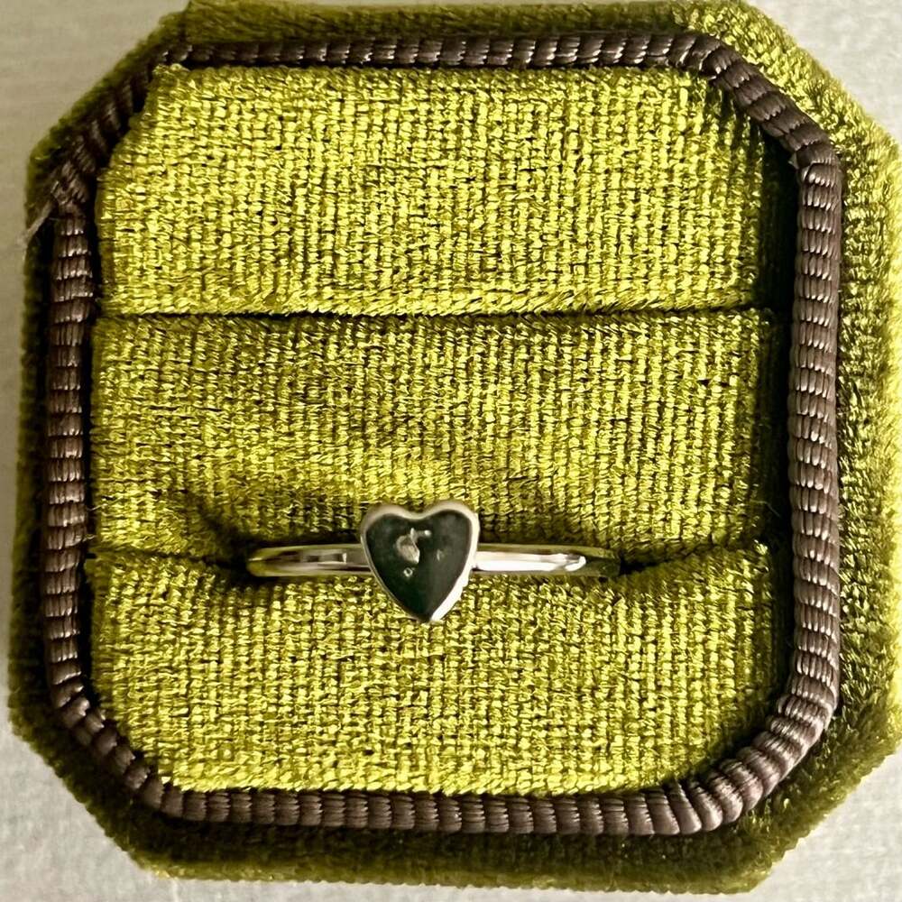 Titanium Steel Silver Petite Heart Ring Size 7